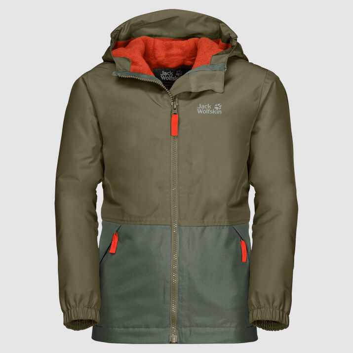 Chamarra Impermeable Jack Wolfskin Snowy Days Niños Verde Oliva Mexico-2713814